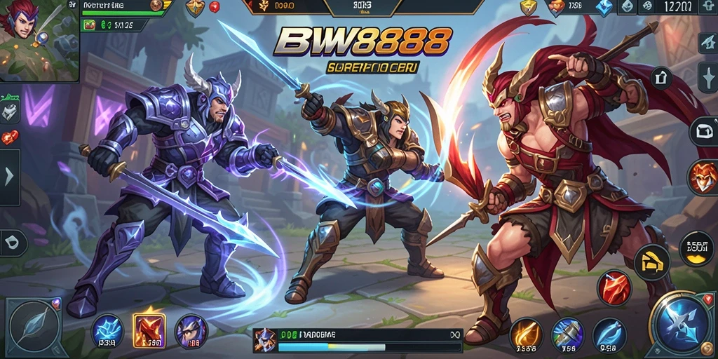 Screenshot gameplay BW888 yang menunjukkan aksi seru di arena MOBA.