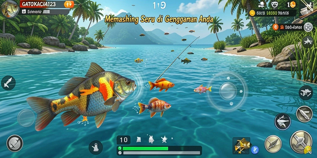Tampilan gameplay GATOTKACA123 dengan aksi memancing yang mendebarkan.