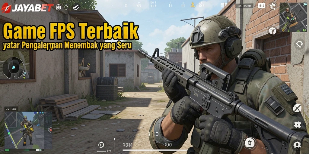 Screenshot menunjukkan aksi intens dalam gameplay FPS JAYABET.