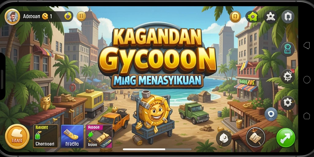 Tampilan gameplay KAGANDAN dengan elemen Tycoon yang menarik.