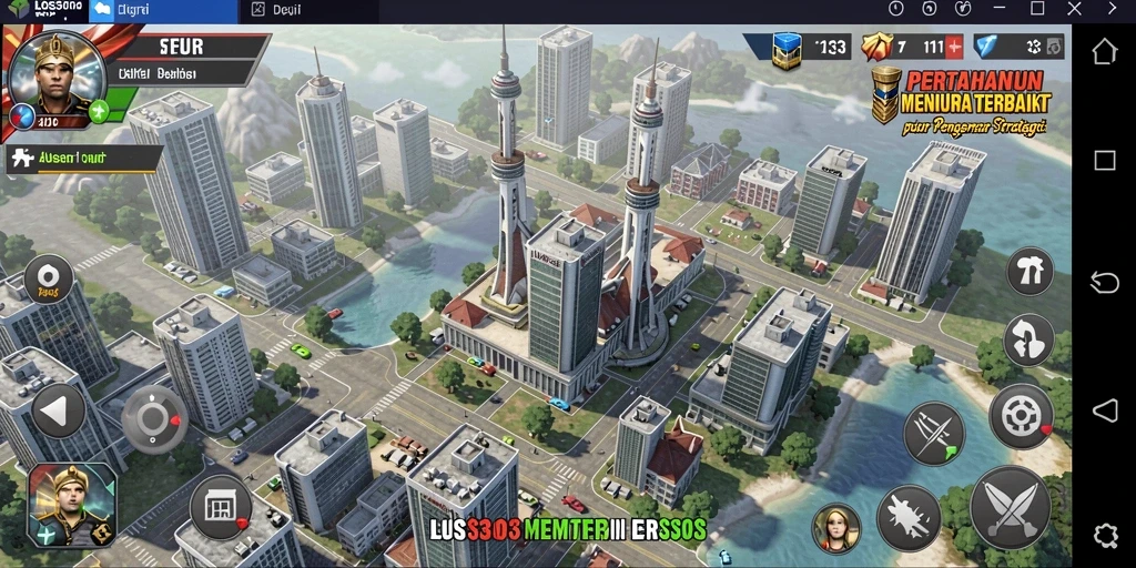 Tangkapan layar gameplay menampilkan menara yang menangkal gelombang musuh.