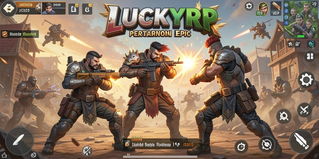Tampilan gameplay menegangkan dalam LUCKYRP di arena Battle Royale.