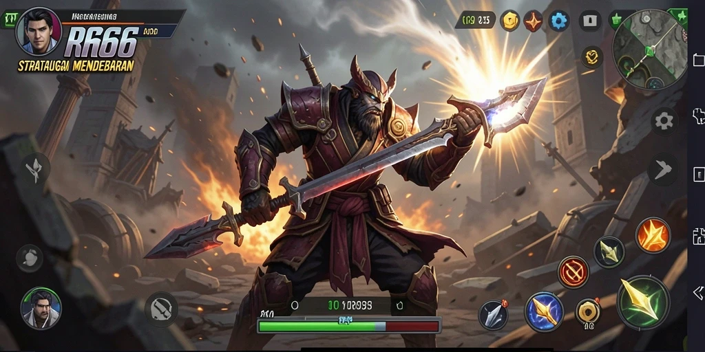 Screenshot gameplay RR666 menunjukkan strategi dan pertarungan yang intens.