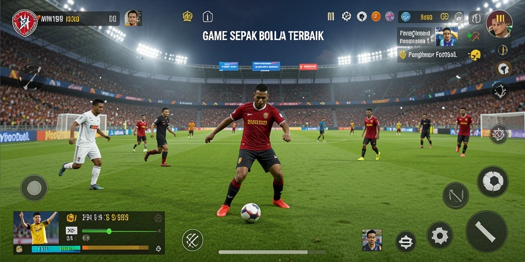 Screenshot gameplay WIN199 menampilkan aksi seru di lapangan Football.